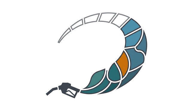 Abstract illustration of a scuba diver with colorful fish scales.