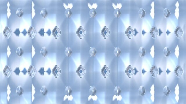 Abstract blue crystal diamond pattern background. Geometric glass tile structure motion. Modern luxury metallic tile design.