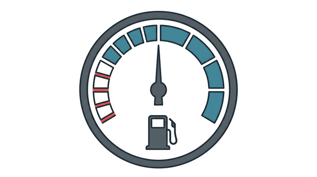 Fuel gauge icon with gas pump symbol on dashboard.