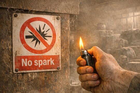A person holds a lighter with no spark, possibly indicating frustration or disappointment