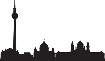 Fototapeta premium City Skyline Silhouette with Tower and Domed Architecture for Travel Branding Urban Decorations and Landmark Design Projects