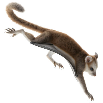 Gliding flying squirrel with brown fur for nature brochures.