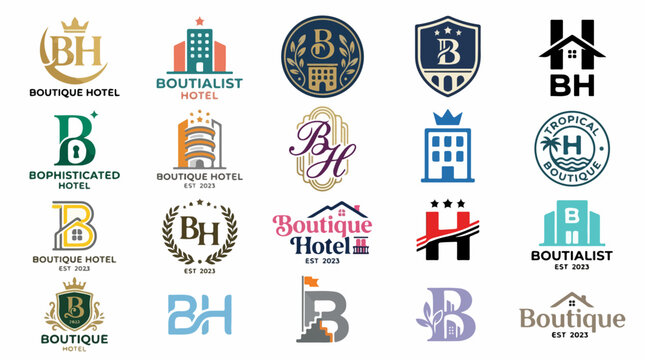 Collection of Twenty Professional Boutique Hotel Logo Templates