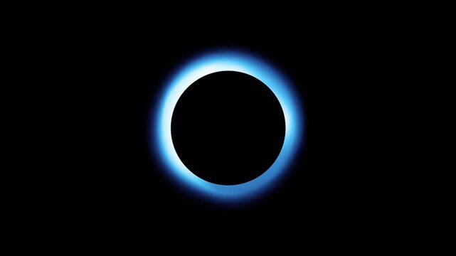 Blue circle eclipse energy loader spinning loop animation on black background