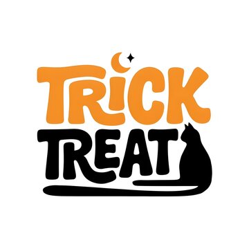 Fun Halloween Poster with Trick Treat Cat Theme
