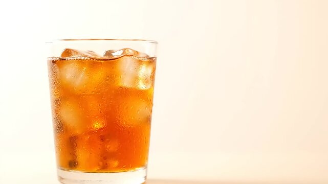 Refreshing Iced Tea in a Clear Glass with Ice Cubes.