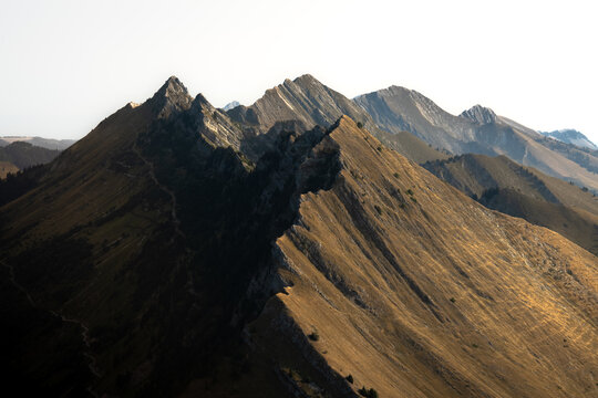 Swiss Alps, view of Dent d'Hautadon, Dent de Corjon and Col de Jaman from Dent de Jaman.