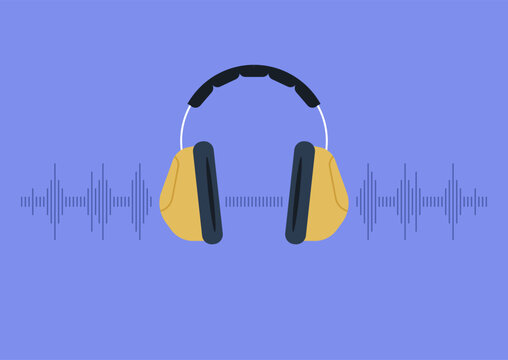 In a soothing blue setting, a pair of noise canceling muffs rest, ready to provide peace and concentration amidst a bustling environment, Their vibrant design promises comfort and utility.