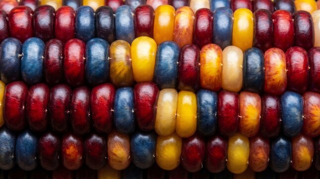 Multicolored indian corn or maize indian corn background