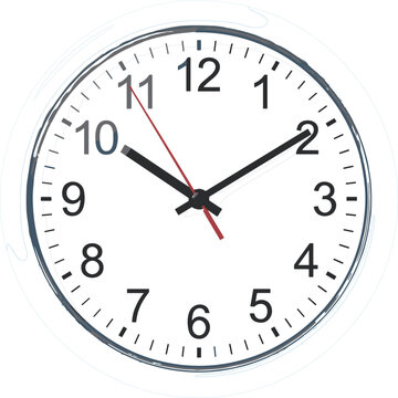 Classic round analog wall clock isolated icon with numbers showing time management schedule and deadline measurement vector