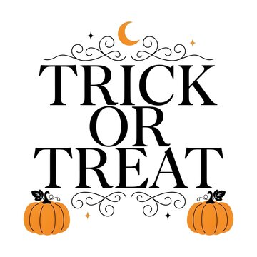 Decorative Halloween Logo with Pumpkins and Swirls