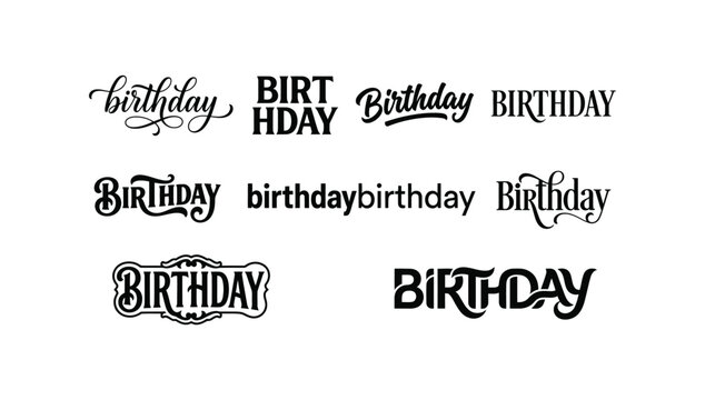 Happy Birthday banners with handwritten calligraphy text for party celebrations and greetings