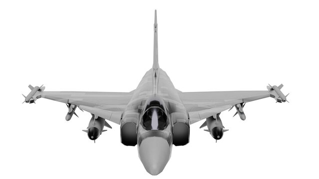 3d rendering saab jas gripen fighter jet in front view