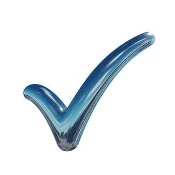 Shiny blue checkmark symbol for approval and confirmation