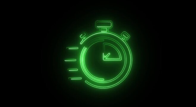 Stopwatch Time Management Icon Animation on Black Background