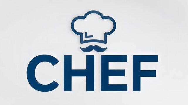 Minimalist Blue Chef Logo with Hat and Mustache Icon for Culinary Identity and Restaurant Branding