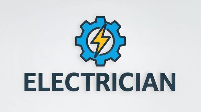 Professional electrician service logo featuring gear and lightning bolt icon on white background
