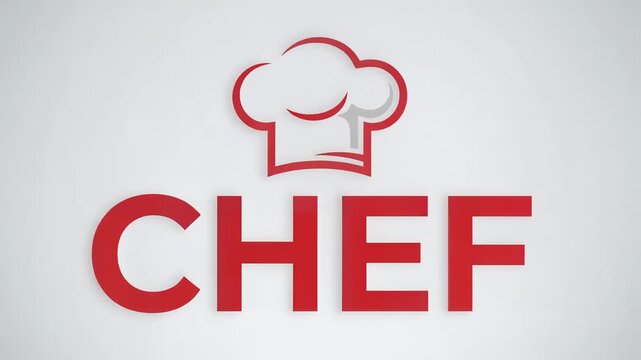 Minimalist Red Chef Hat Icon and Bold Text for Culinary Branding and Restaurant Signage