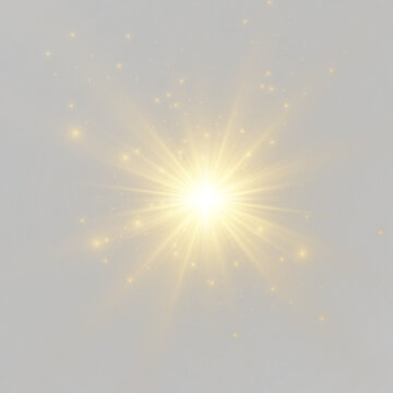 Magical golden light explosion with glitter sparks and shining rays creates a festive visual. Warm illumination adds premium decoration style.PNG