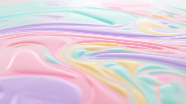 Abstract Pastel Fluid Swirls Forming a Soft Multicolor Pattern