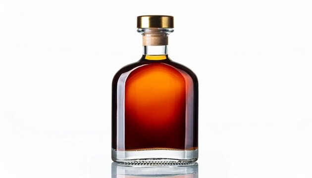 luxury dark rum bottle without label isolated on white background
