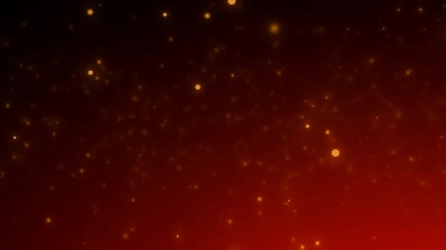 glowing yellow particles scattered across deep red gradient background in abstract setting