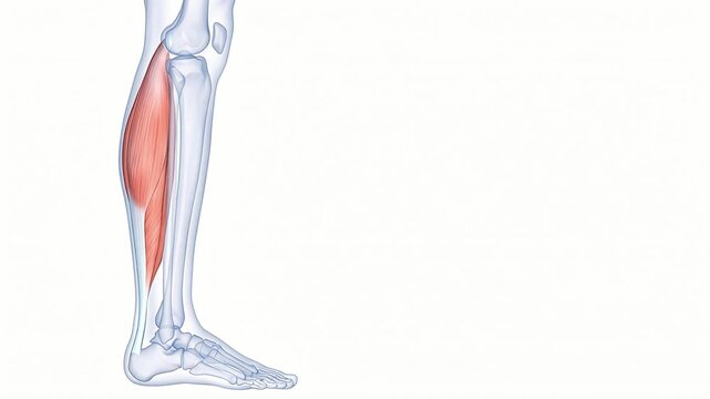 3D Medical Illustration of Human Calf Muscle Contraction and Foot Plantarflexion