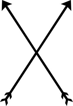 Black Crossing Diagonal Arrows PNG, Opposite Upward Direction and Navigation Symbol Isolated on Transparent Background