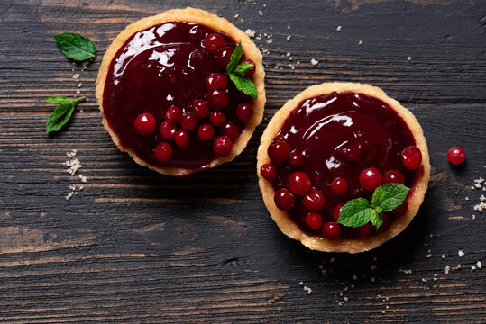 Cranberry tarts or mini tartlets, festive dessert