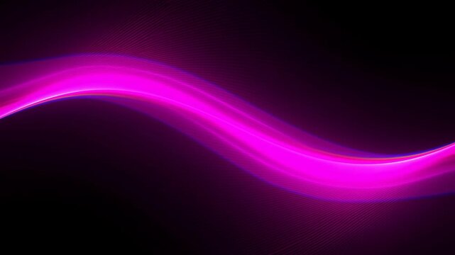 Neon pink glowing wave flowing across dark background with curved motion lines