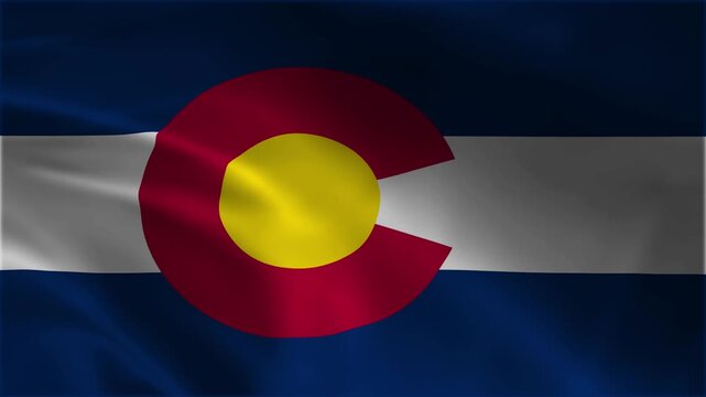 realistic waving flag of colorado state loopable footage background concept state symbol america united states official design wave motion seamless animation patriotic nation national element emblem