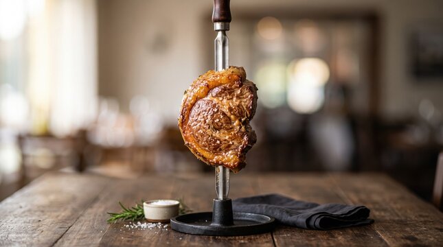Brazilian cupim beef skewer on table