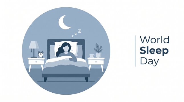 Woman sleeping peacefully in cozy bedroom on world sleep day