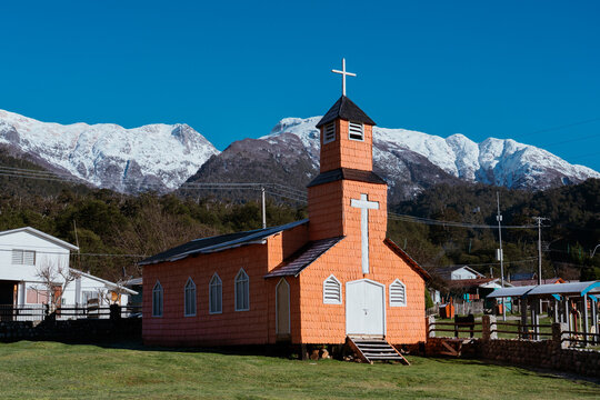 Patagonian Chapel and Mountains