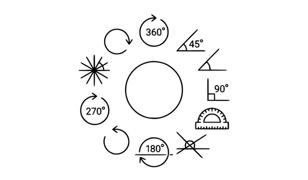 45 to 360 Degree Angle Rotation and Geometry Symbol Vector Collection