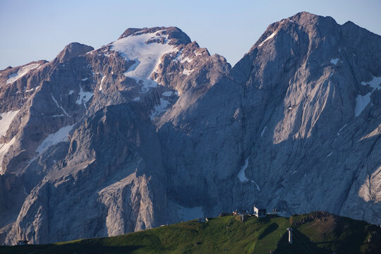 Jagged limestone peaks in the Dolomites, Italy