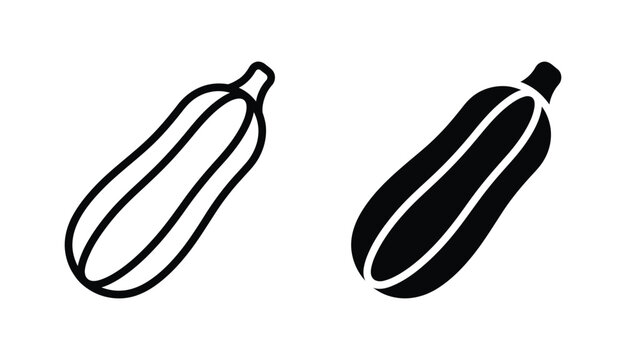 Fresh zucchini vegetable icon in outline and solid style vector art