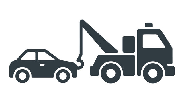 tow truck towing car silhouette vehicle transportation emergency service roadside