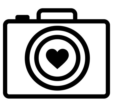 Camera photo icon with heart lens aperture love photography symbol vector illustration