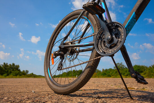 Chain gear of mtb bicycle close up