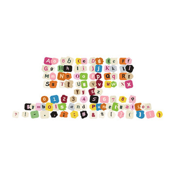 Colorful alphabet letters scattered in random order