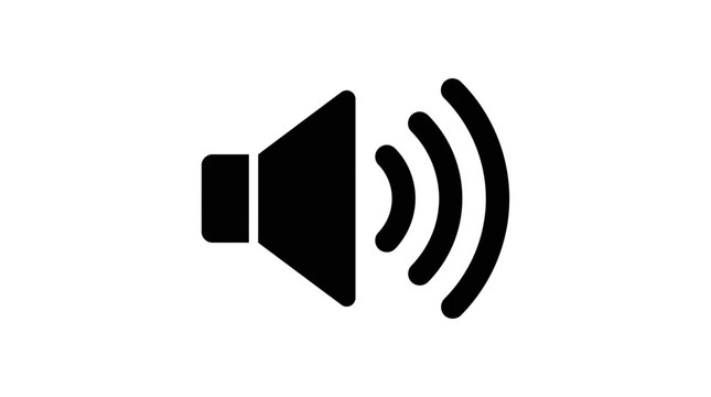 Speaker icon with sound waves a flat black silhouette on white