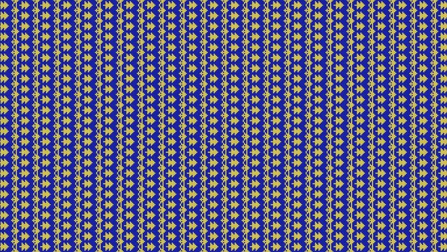 Fine Vertical Pixel Pine Tree Folk Fair Isle Grid Stripe Pattern Texture Background in Yellow Shapes on Royal Blue Paper Noise for Holiday Textile