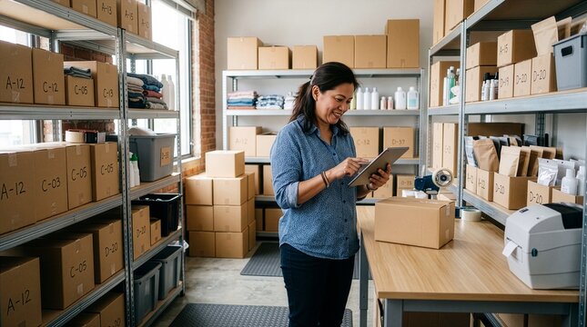 Small Business Owner Managing Ecommerce Inventory