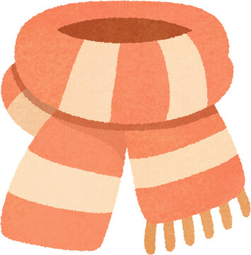 Coral and cream striped warm scarf