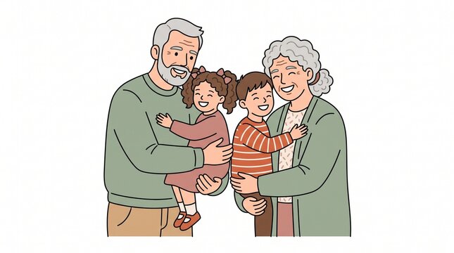Happy family hugging together