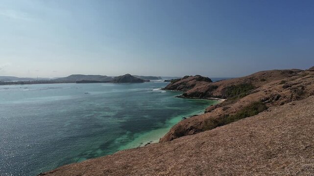 Breathtaking panoramic view from Bukit Merese Hill, Kuta Beach, Central Lombok, NTB, Indonesia. 