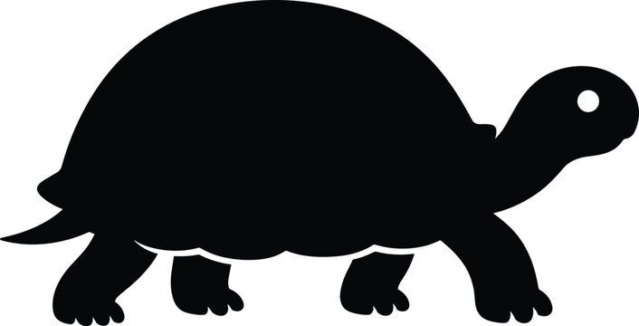 Turtle Silhouette Vector Illustration with Black Minimal Wildlife Reptile Icon Design