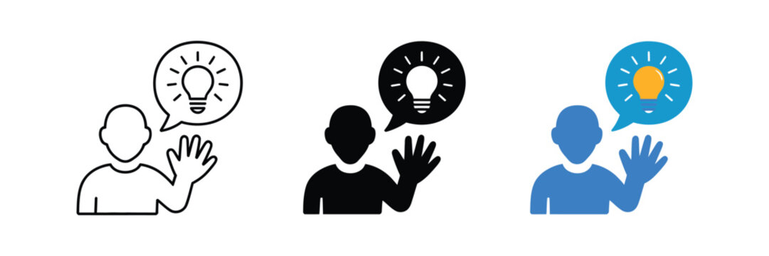 Advice speech icon representing personal opinion and recommendation through a simple pictogram for guidance, consultation, discussion, and communication