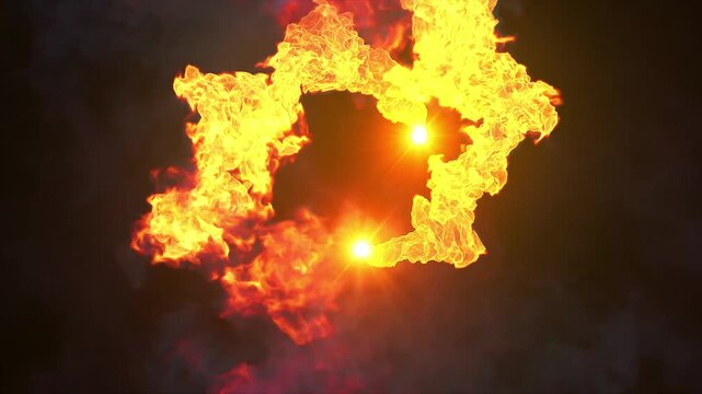 Blazing Orange Fire Ring Forming a Powerful Glowing Portal for Cinematic Logo Reveal, Fantasy Intro, Movie Opener, Fire Transition, VFX Overlay and Dramatic Title Animation